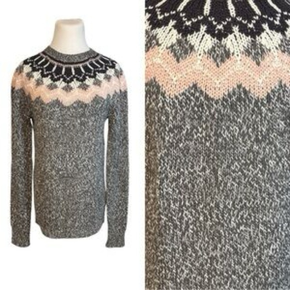Bass Black and Pink Patterned Sweater